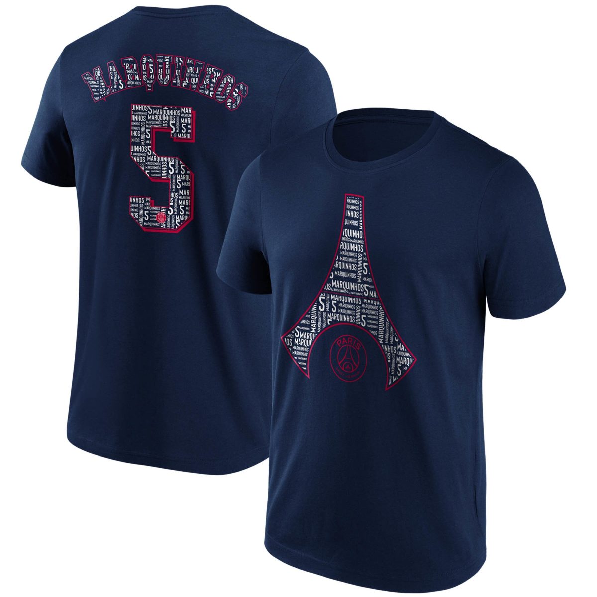 paris saint-germain marquinhos eiffel tower graphic t-shirt – navy – kids Kits Collection | Shop PSG Gear