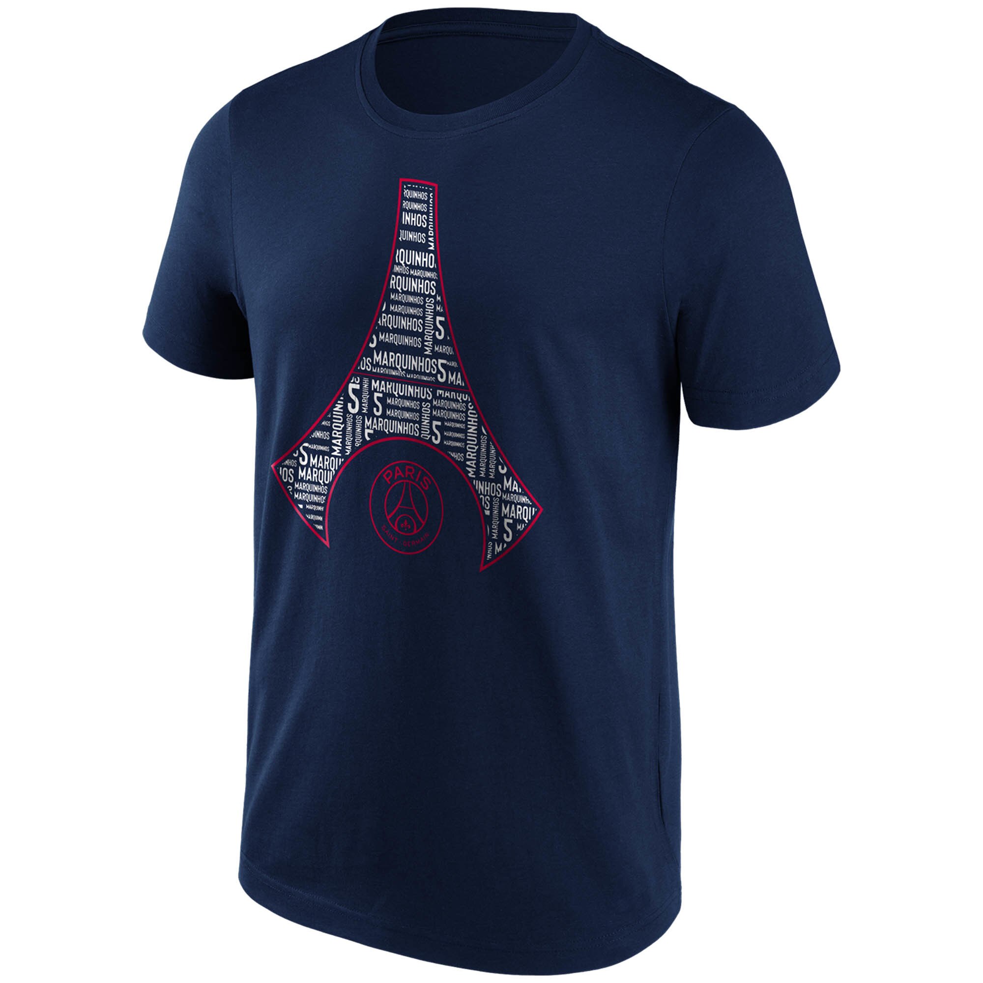 paris saint-germain marquinhos eiffel tower graphic t-shirt – navy – kids Kits Collection | Shop PSG Gear