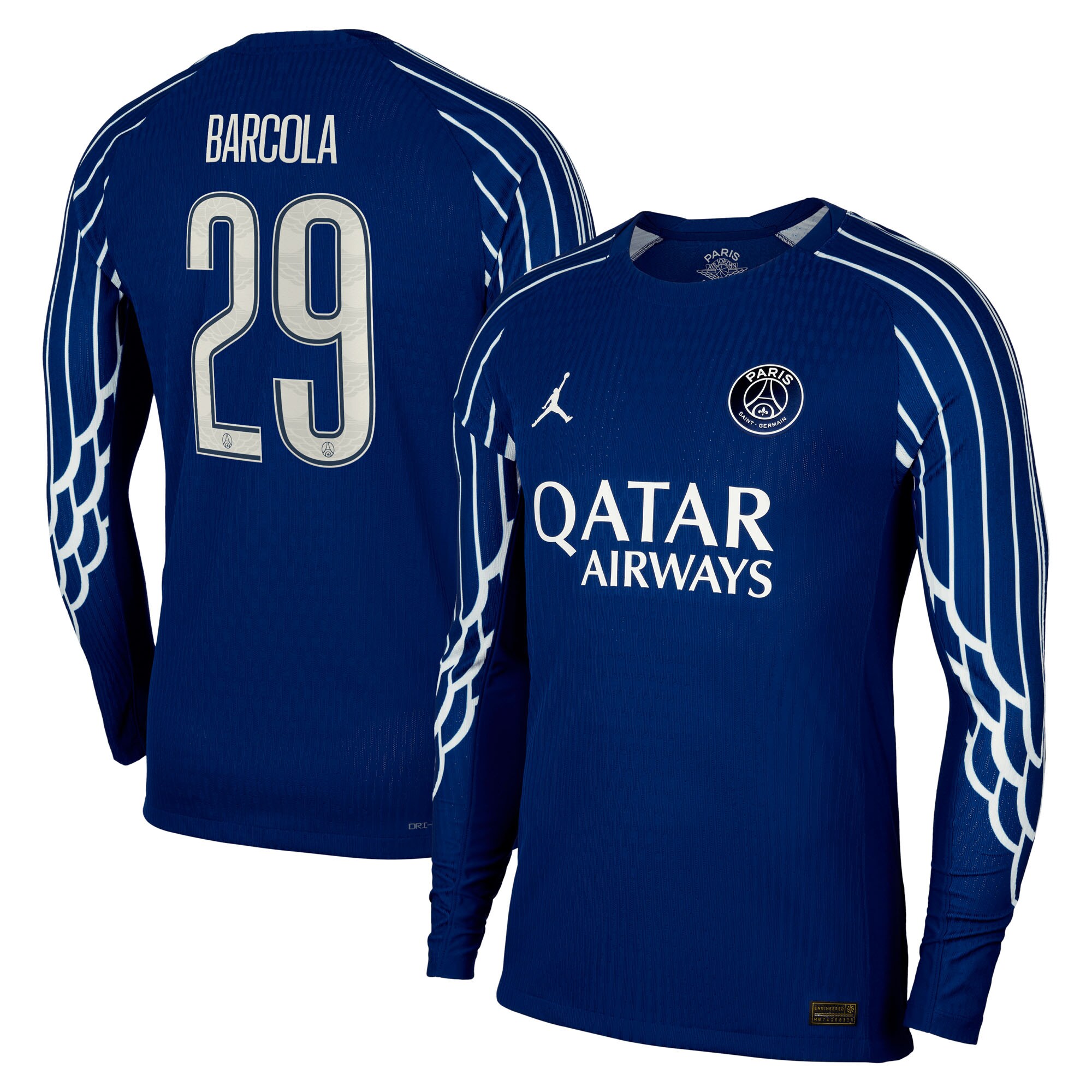 psg jordan fourth dri-fit adv match shirt 2024-25 – long sleeve – kids with cup printing barcola 29 Kits Collection | Shop PSG Gear