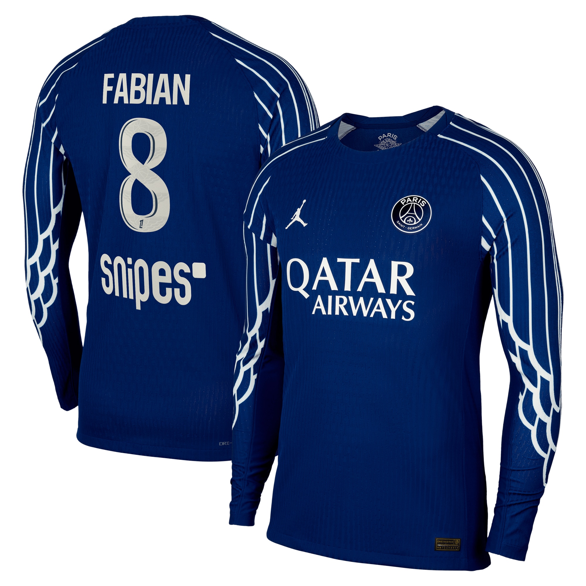 psg jordan fourth dri-fit adv match shirt 2024-25 – long sleeve – kids with fabian 8 printing Kits Collection | Shop PSG Gear