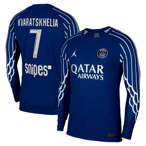 psg jordan fourth dri-fit adv match shirt 2024-25 – long sleeve – kids with kvaratskhelia 7 printing Kits Collection | Shop PSG Gear