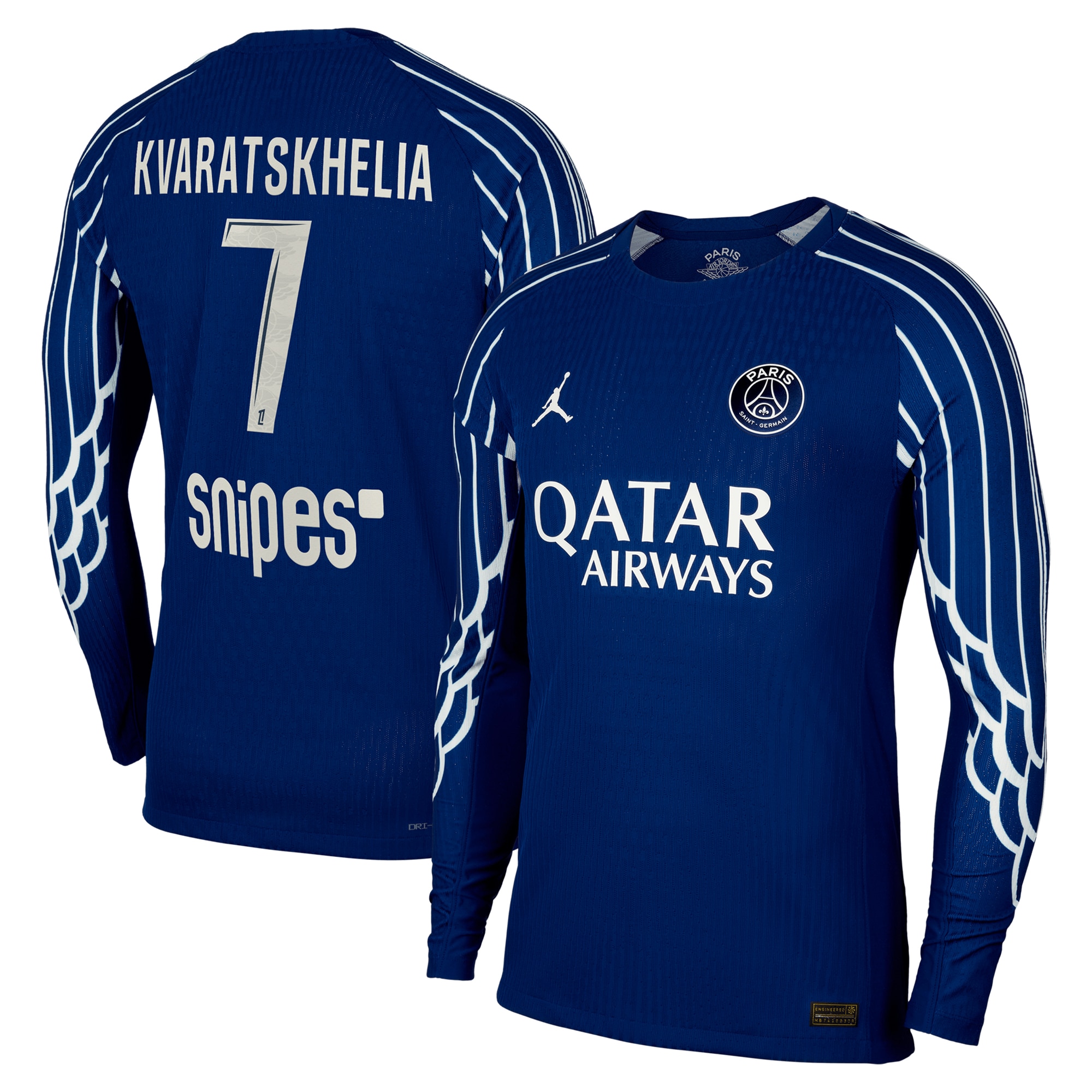 psg jordan fourth dri-fit adv match shirt 2024-25 – long sleeve – kids with kvaratskhelia 7 printing Kits Collection | Shop PSG Gear
