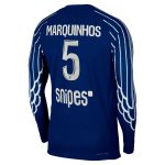 psg jordan fourth dri-fit adv match shirt 2024-25 – long sleeve – kids with marquinhos 5 printing Kits Collection | Shop PSG Gear