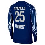 psg jordan fourth dri-fit adv match shirt 2024-25 – long sleeve – kids with n.mendes 25 printing Kits Collection | Shop PSG Gear