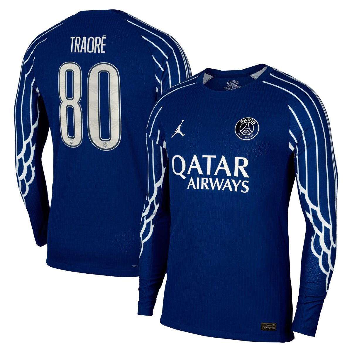 psg jordan fourth dri-fit adv match shirt 2024-25 – long sleeve – kids with traore 80 printing Kits Collection | Shop PSG Gear