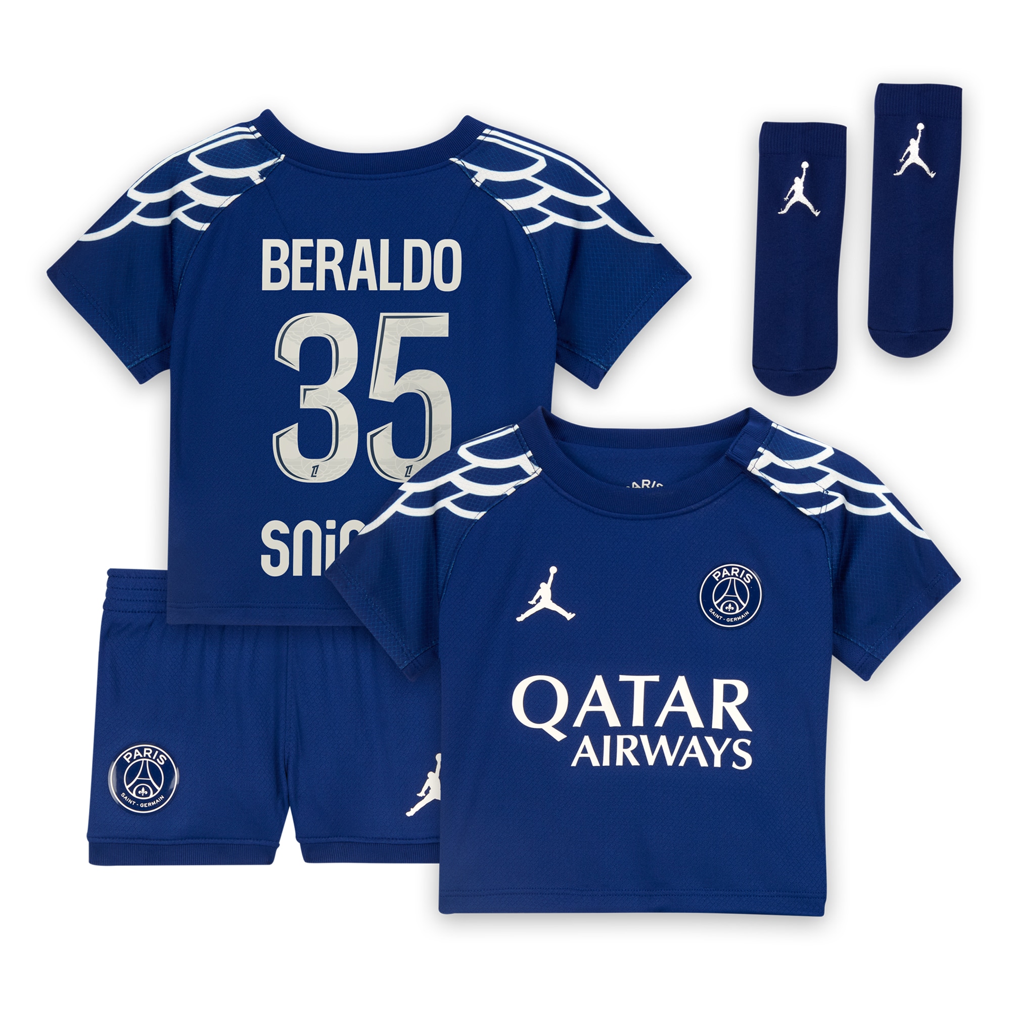 psg jordan fourth stadium kit 2024-25 – infant with beraldo 35 printing Kits Collection | Shop PSG Gear
