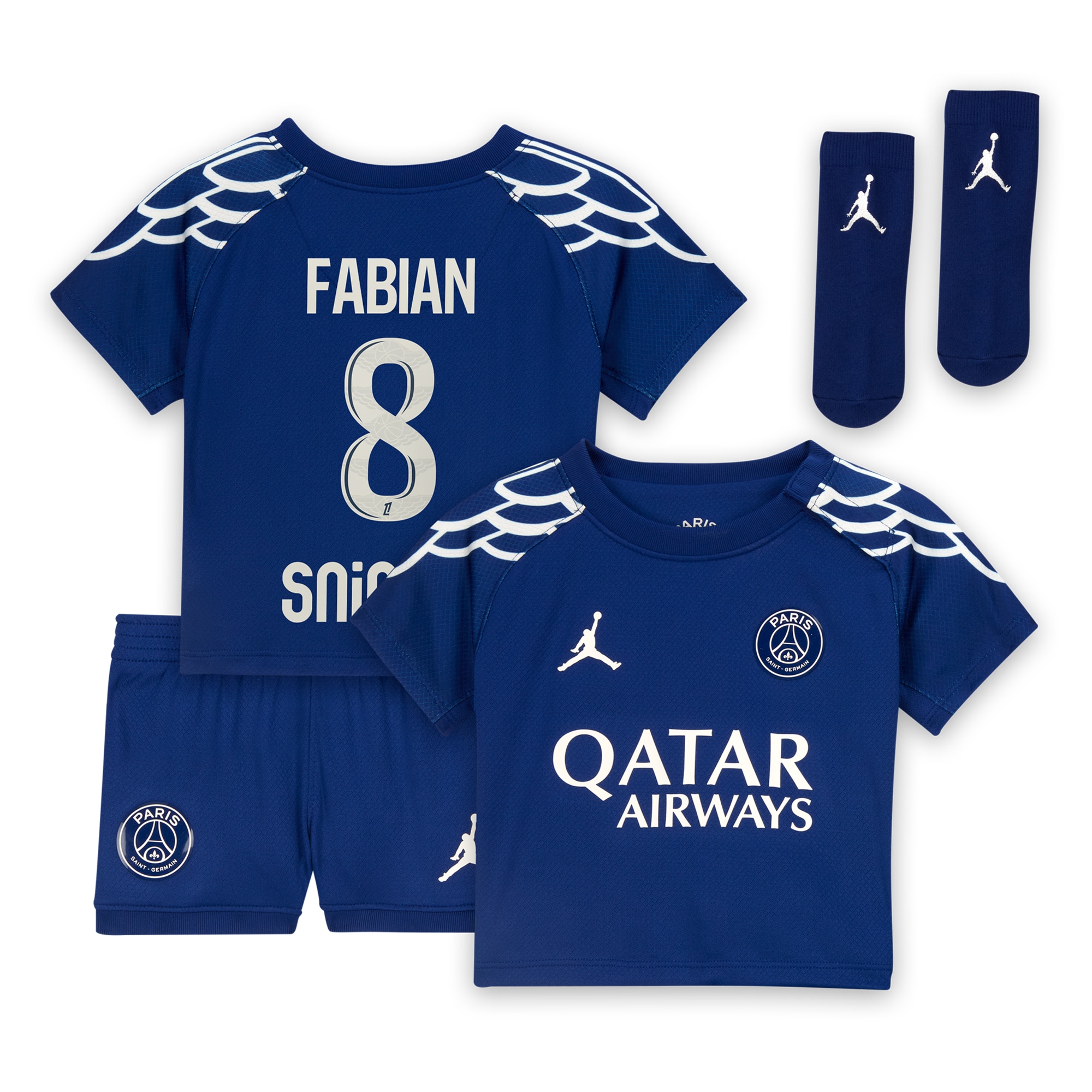 psg jordan fourth stadium kit 2024-25 – infant with fabian 8 printing Kits Collection | Shop PSG Gear
