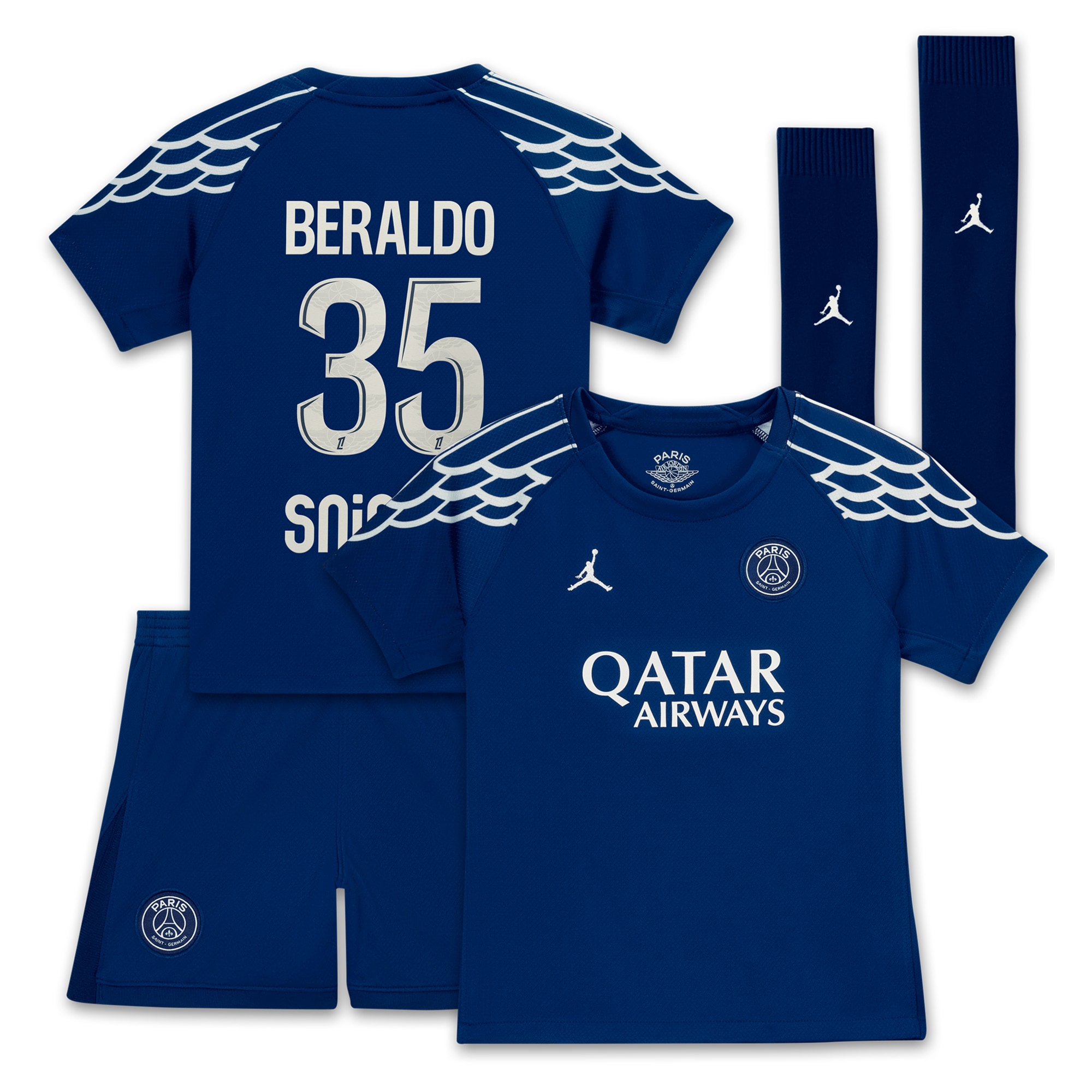 psg jordan fourth stadium kit 2024-25 – little kids with beraldo 35 printing Kits Collection | Shop PSG Gear