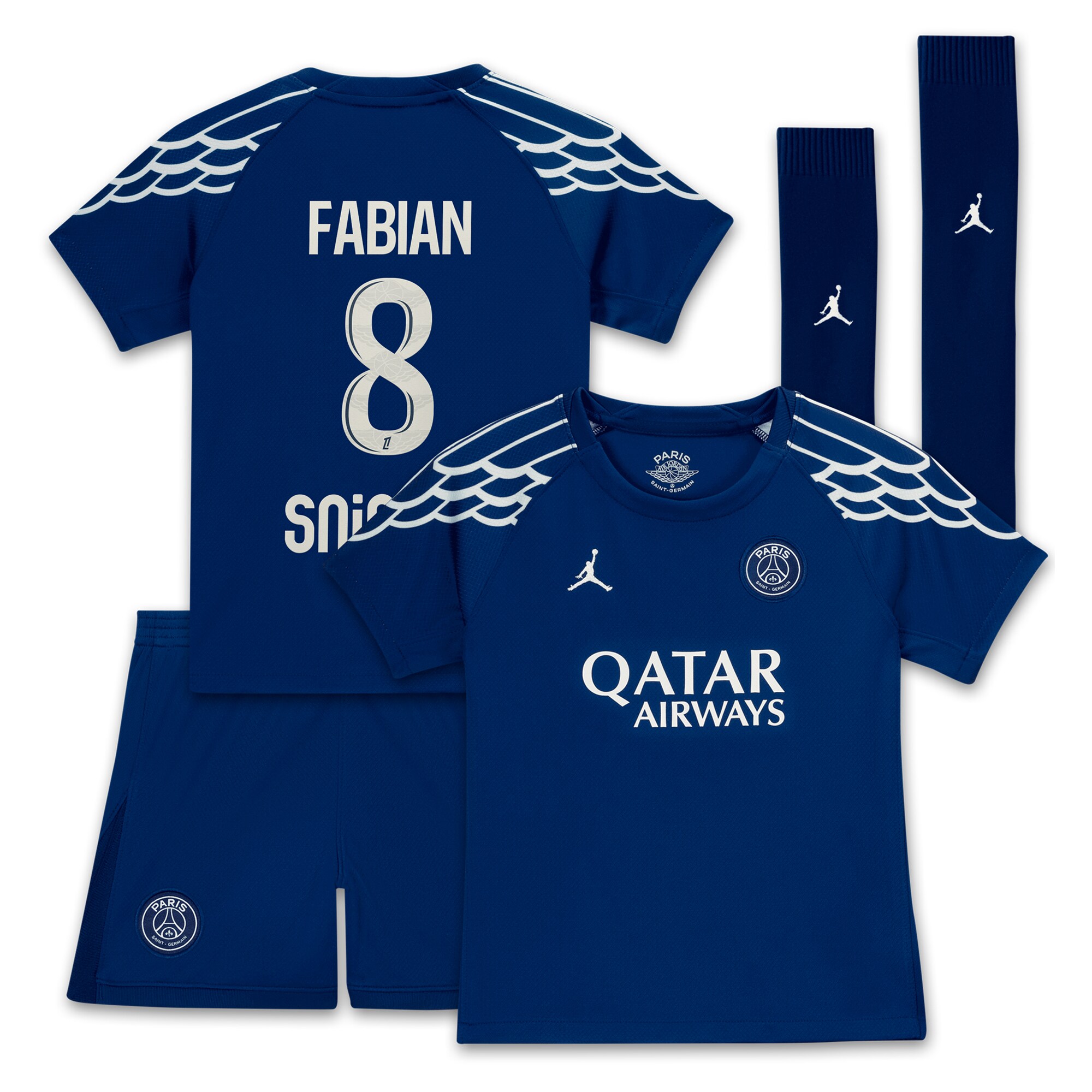psg jordan fourth stadium kit 2024-25 – little kids with fabian 8 printing Kits Collection | Shop PSG Gear