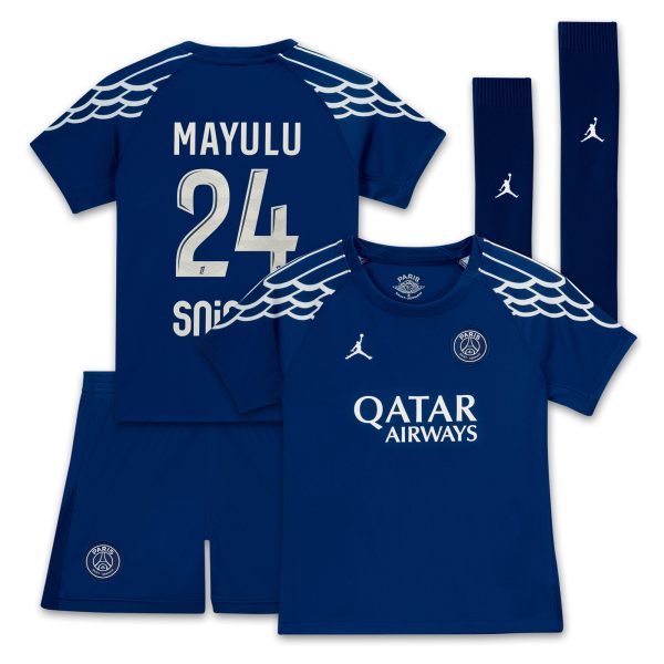 psg jordan fourth stadium kit 2024-25 – little kids with mayulu 24 printing Kits Collection | Shop PSG Gear