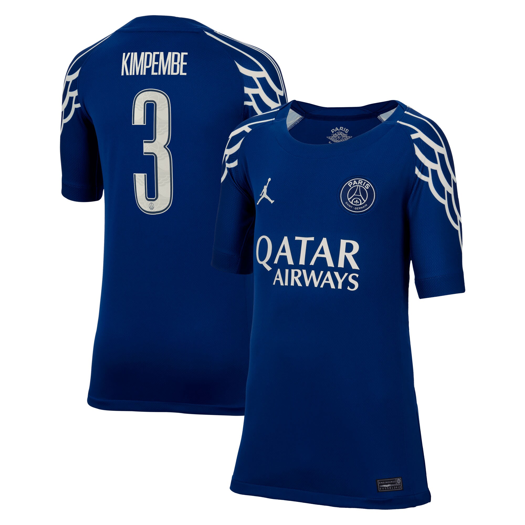 psg jordan fourth stadium shirt 2024-25 – kids with cup printing kimpembe 3 Kits Collection | Shop PSG Gear