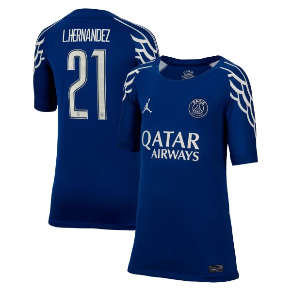psg jordan fourth stadium shirt 2024-25 – kids with cup printing l.hernandez 21 Kits Collection | Shop PSG Gear