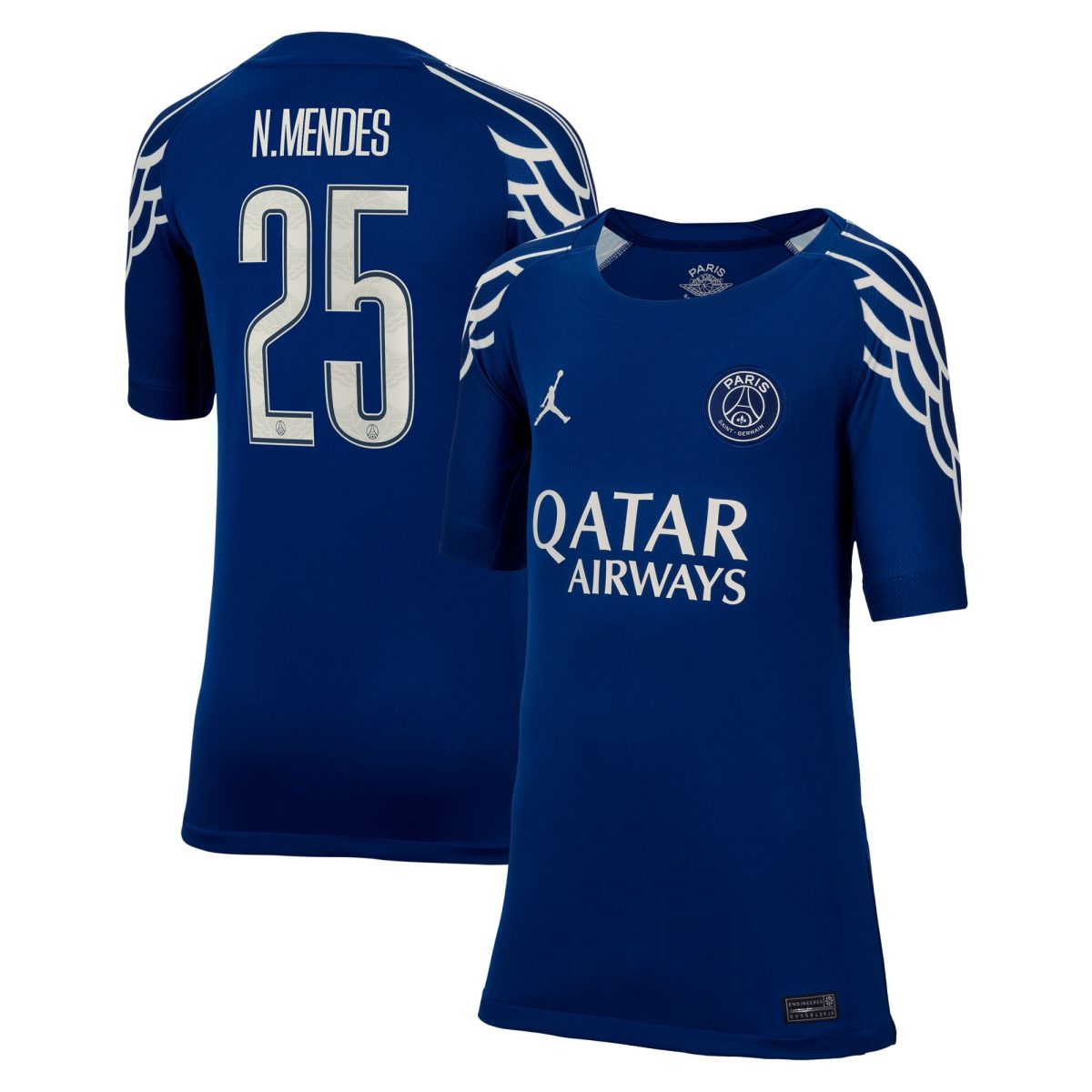 psg jordan fourth stadium shirt 2024-25 – kids with cup printing n.mendes 25 Kits Collection | Shop PSG Gear