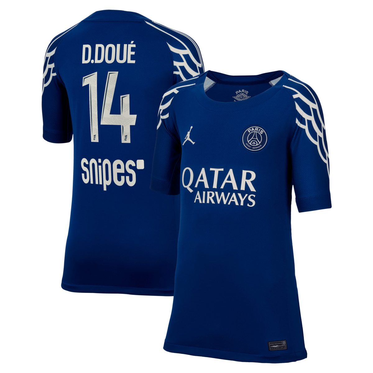 psg jordan fourth stadium shirt 2024-25 – kids with d.doue 14 printing Kits Collection | Shop PSG Gear