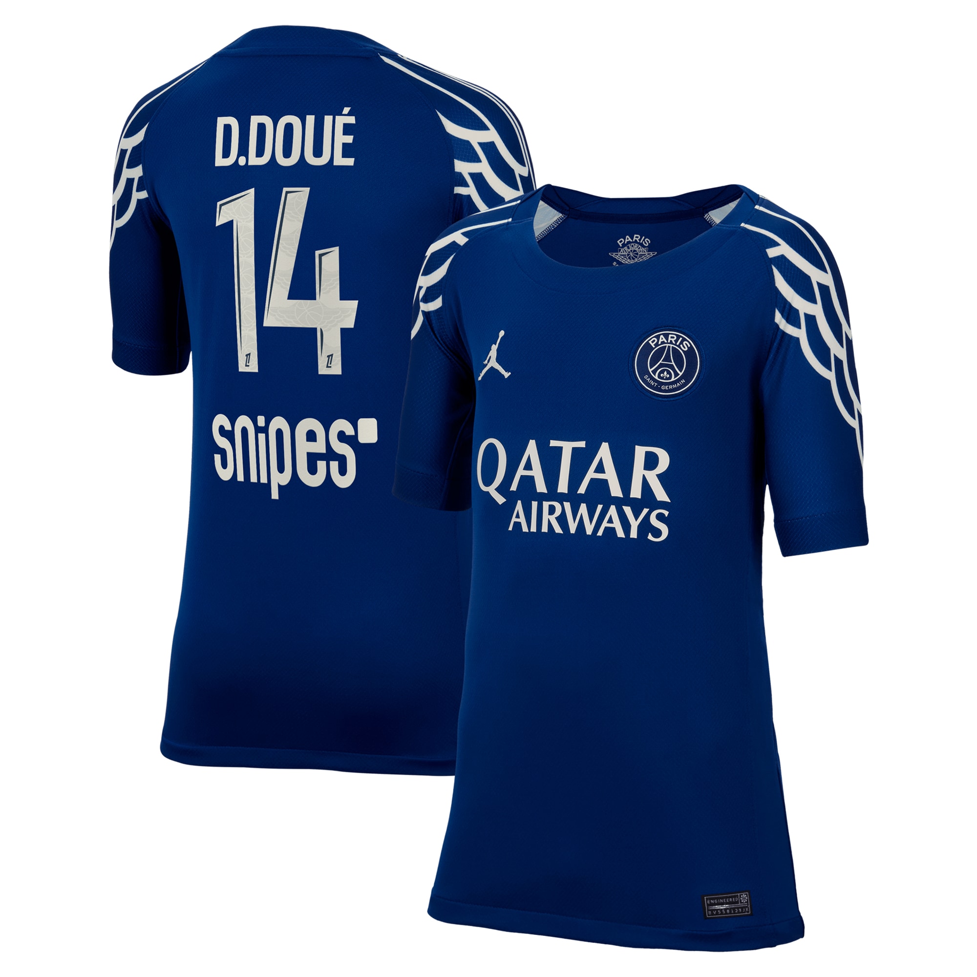 psg jordan fourth stadium shirt 2024-25 – kids with d.doue 14 printing Kits Collection | Shop PSG Gear
