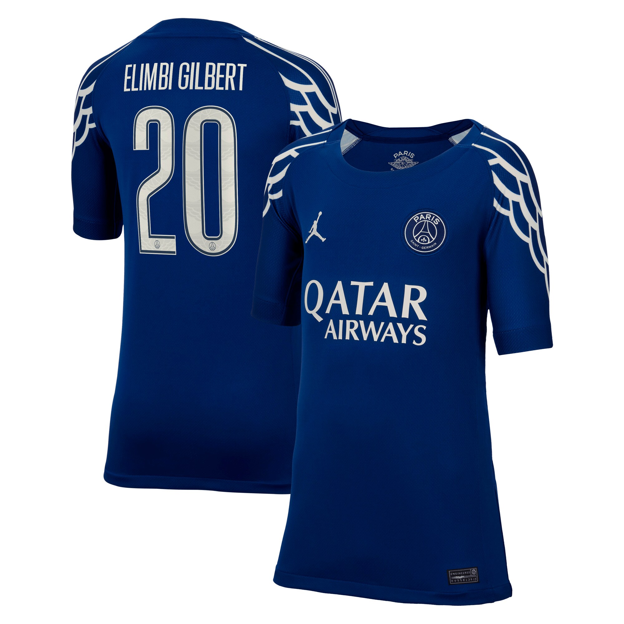 psg jordan fourth stadium shirt 2024-25 – kids with elimbi gilbert 20 printing Kits Collection | Shop PSG Gear
