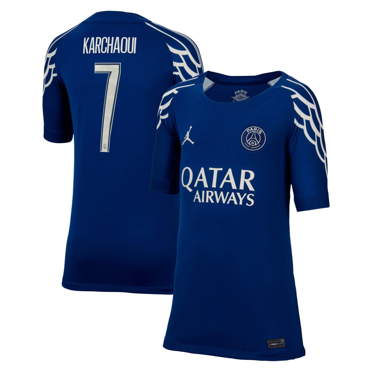 psg jordan fourth stadium shirt 2024-25 – kids with karchaoui 7 printing Kits Collection | Shop PSG Gear