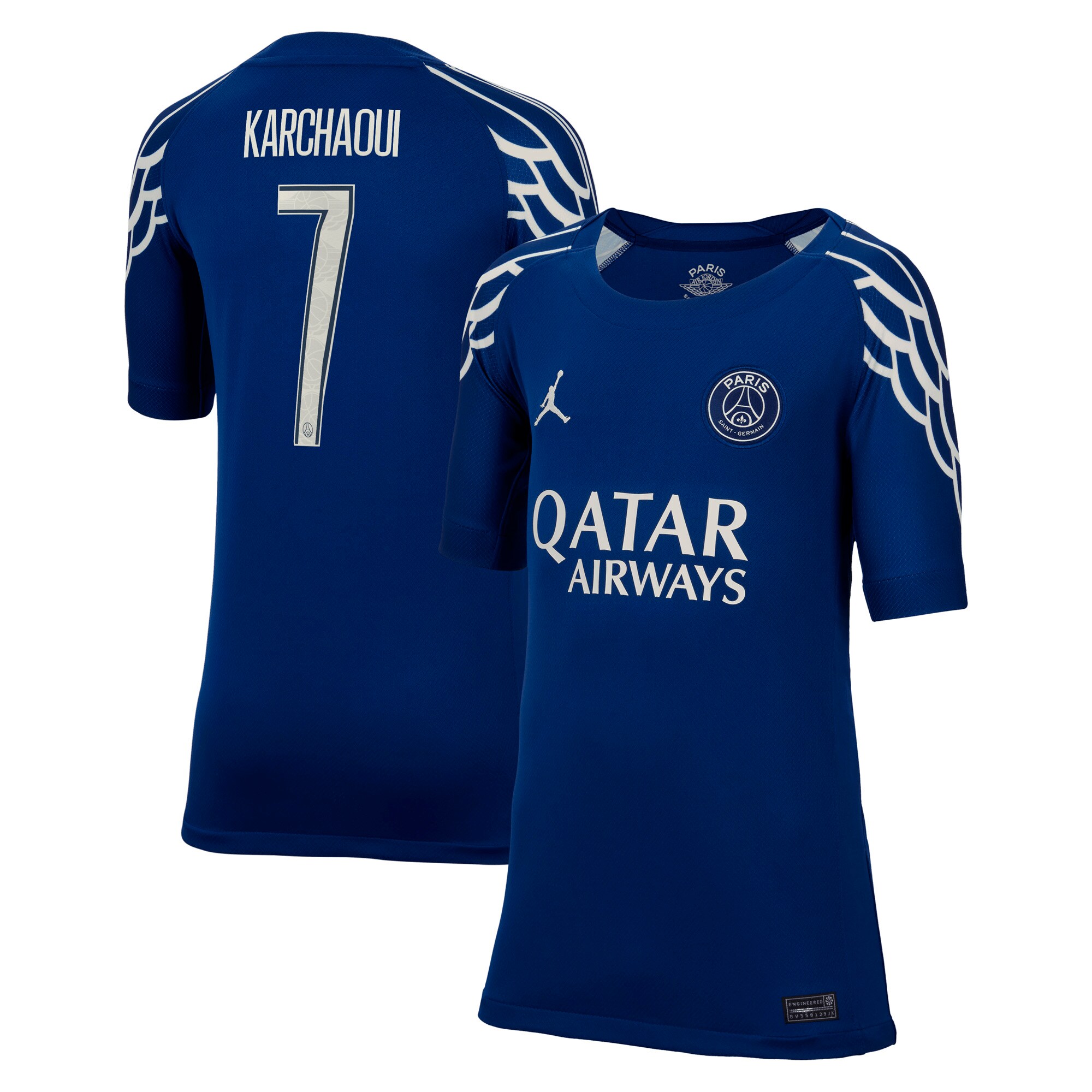 psg jordan fourth stadium shirt 2024-25 – kids with karchaoui 7 printing Kits Collection | Shop PSG Gear