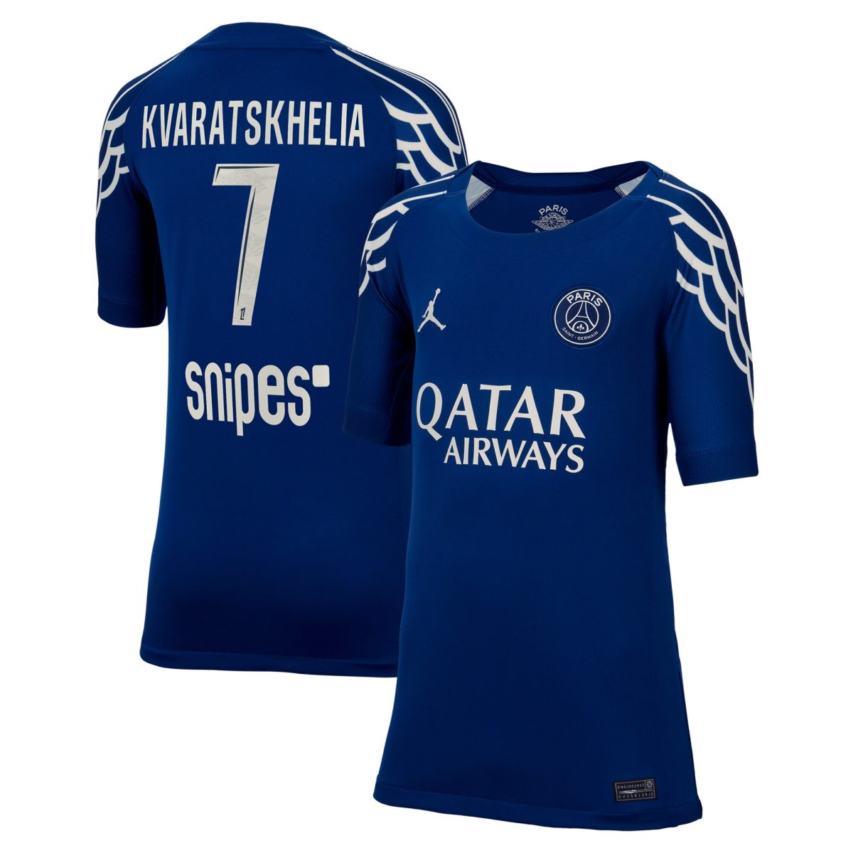 psg jordan fourth stadium shirt 2024-25 – kids with kvaratskhelia 7 printing Kits Collection | Shop PSG Gear
