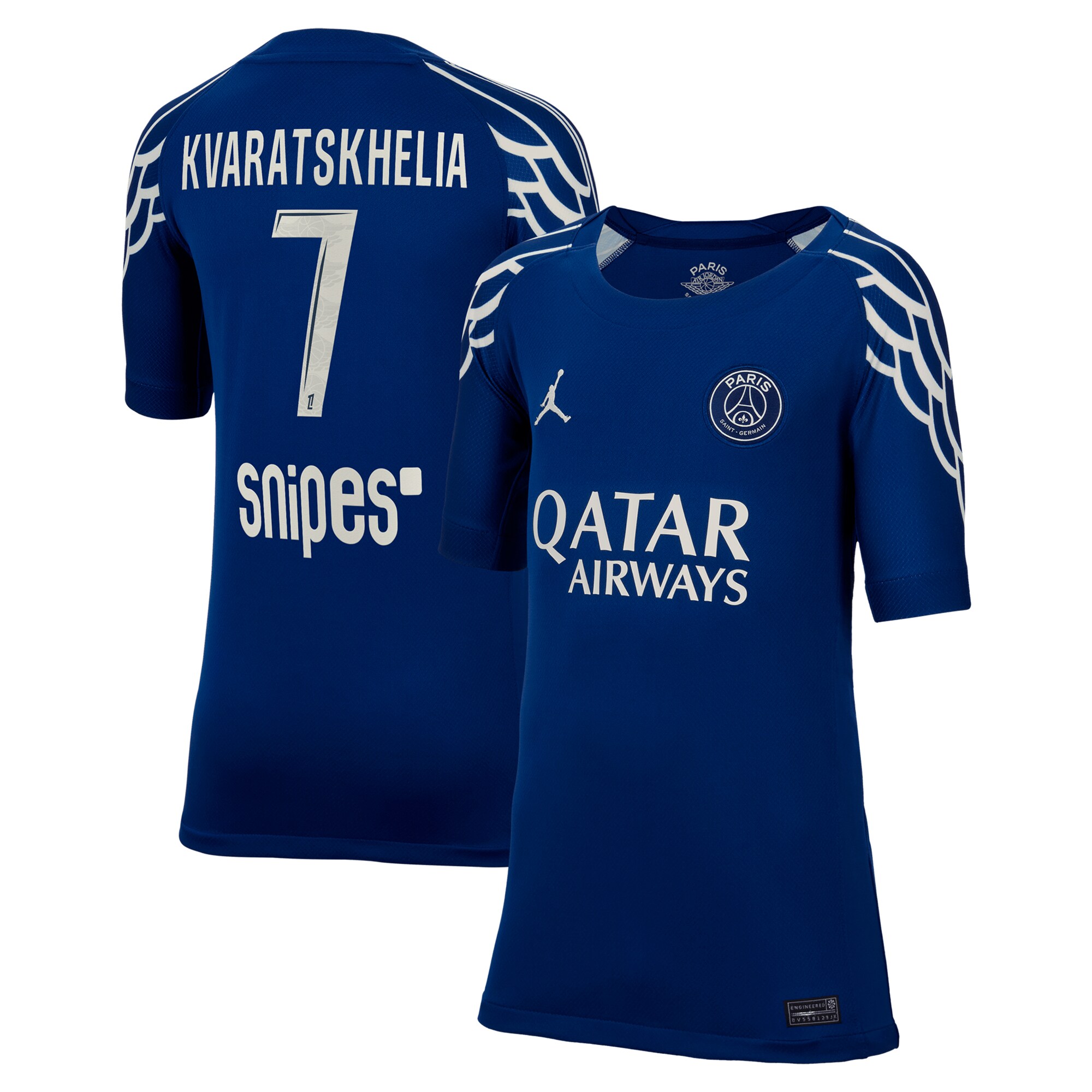 psg jordan fourth stadium shirt 2024-25 – kids with kvaratskhelia 7 printing Kits Collection | Shop PSG Gear