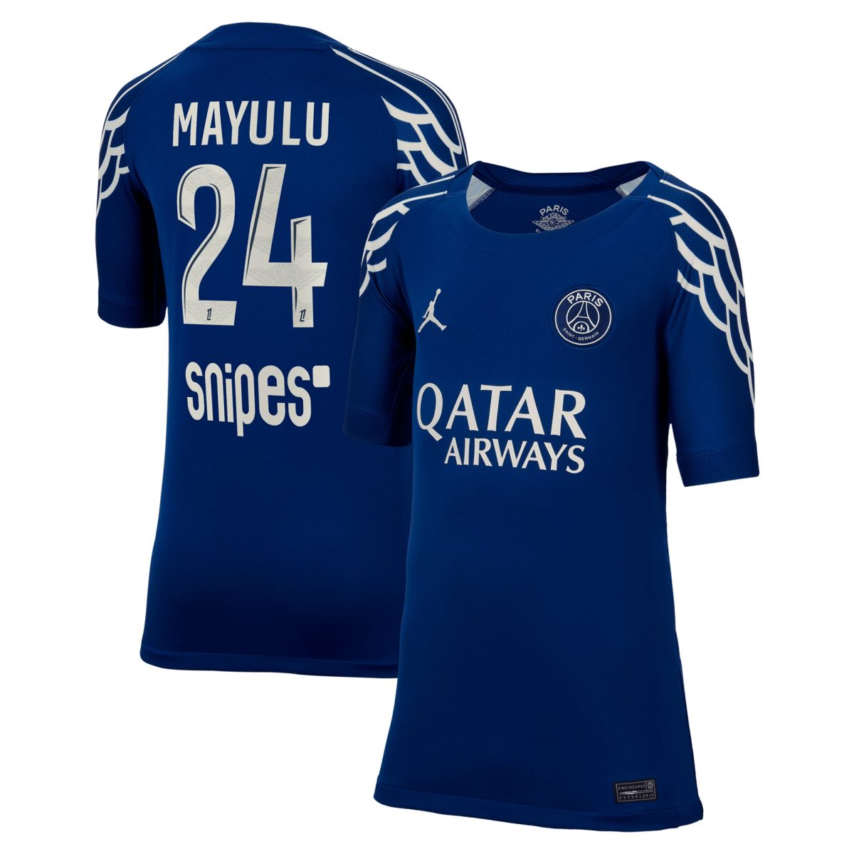 psg jordan fourth stadium shirt 2024-25 – kids with mayulu 24 printing Kits Collection | Shop PSG Gear