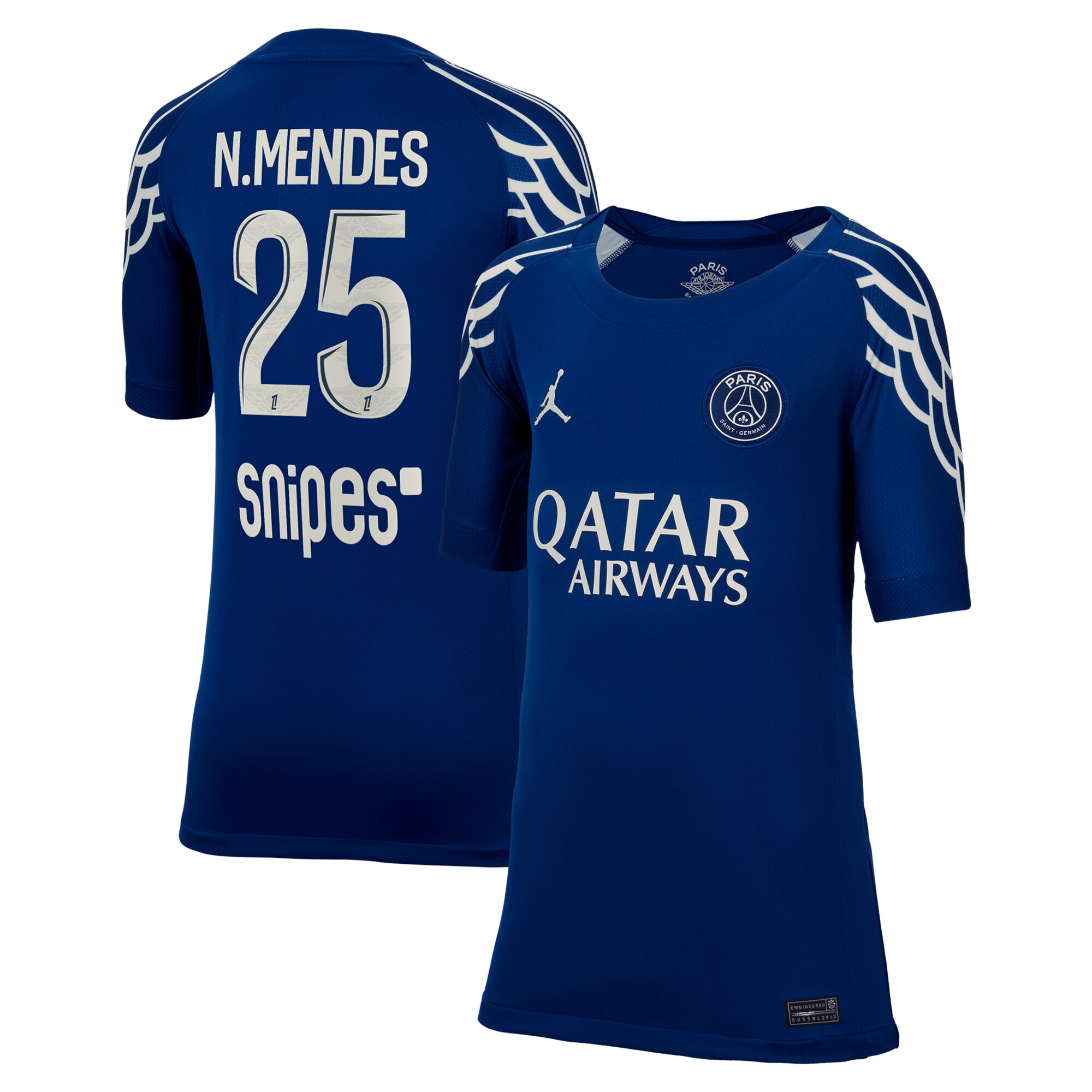psg jordan fourth stadium shirt 2024-25 – kids with n.mendes 25 printing Kits Collection | Shop PSG Gear