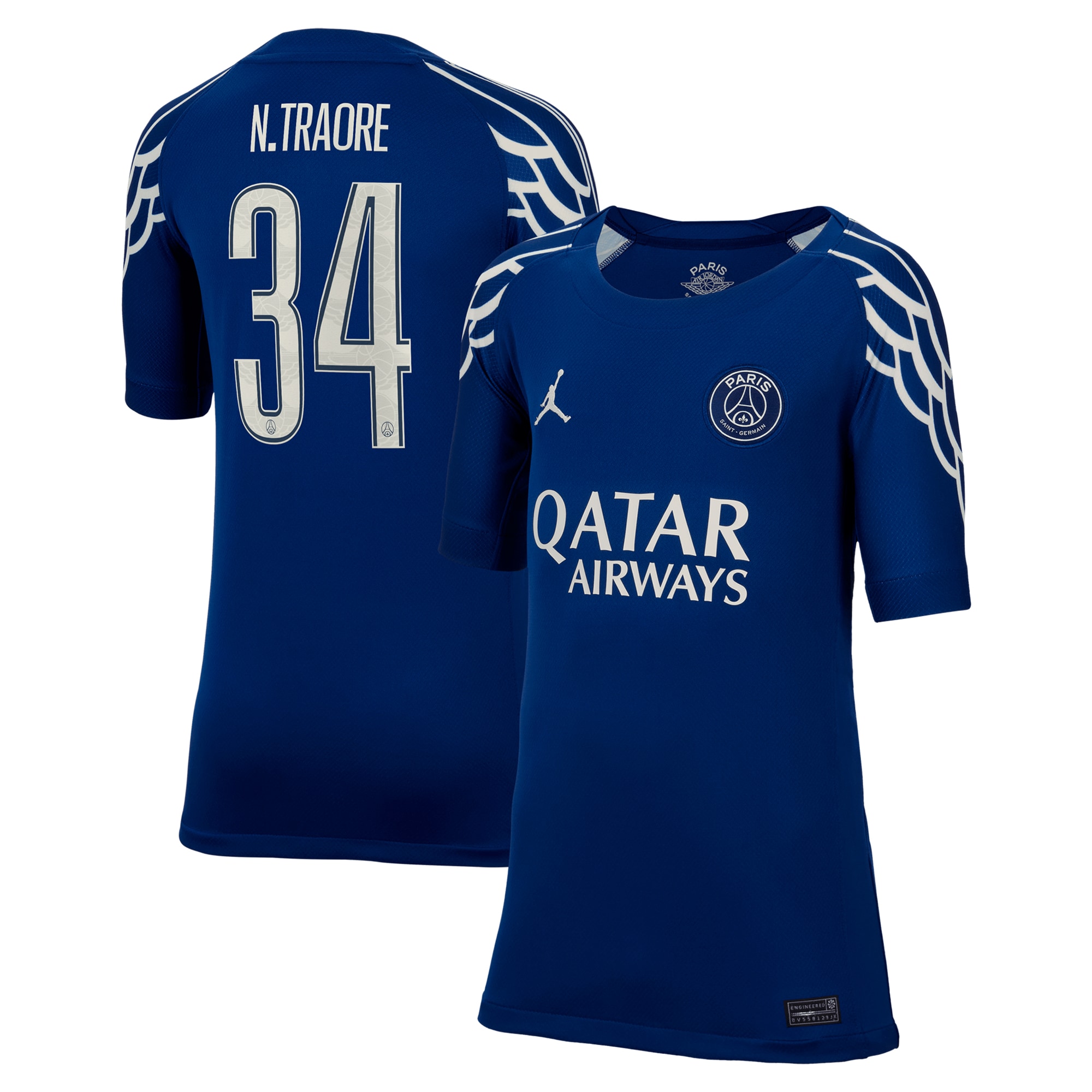 psg jordan fourth stadium shirt 2024-25 – kids with n.traore 34 printing Kits Collection | Shop PSG Gear