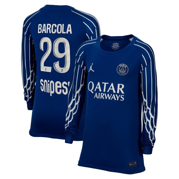 psg jordan fourth stadium shirt 2024-25 – long sleeve – kids with barcola 29 printing Kits Collection | Shop PSG Gear