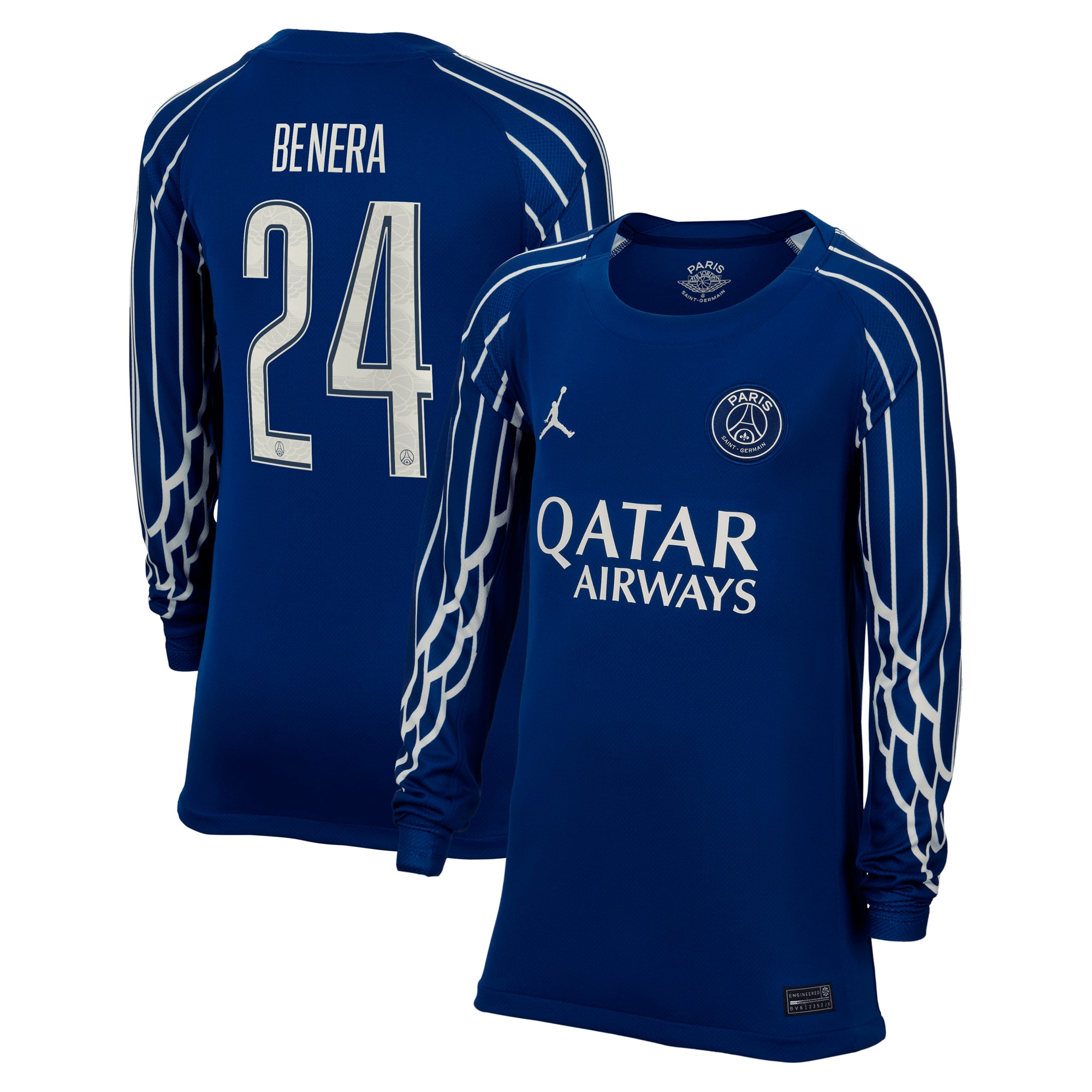 psg jordan fourth stadium shirt 2024-25 – long sleeve – kids with benera 24 printing Kits Collection | Shop PSG Gear
