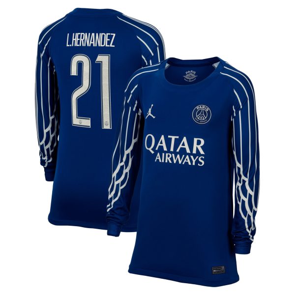 psg jordan fourth stadium shirt 2024-25 – long sleeve – kids with cup printing l.hernandez 21 Kits Collection | Shop PSG Gear