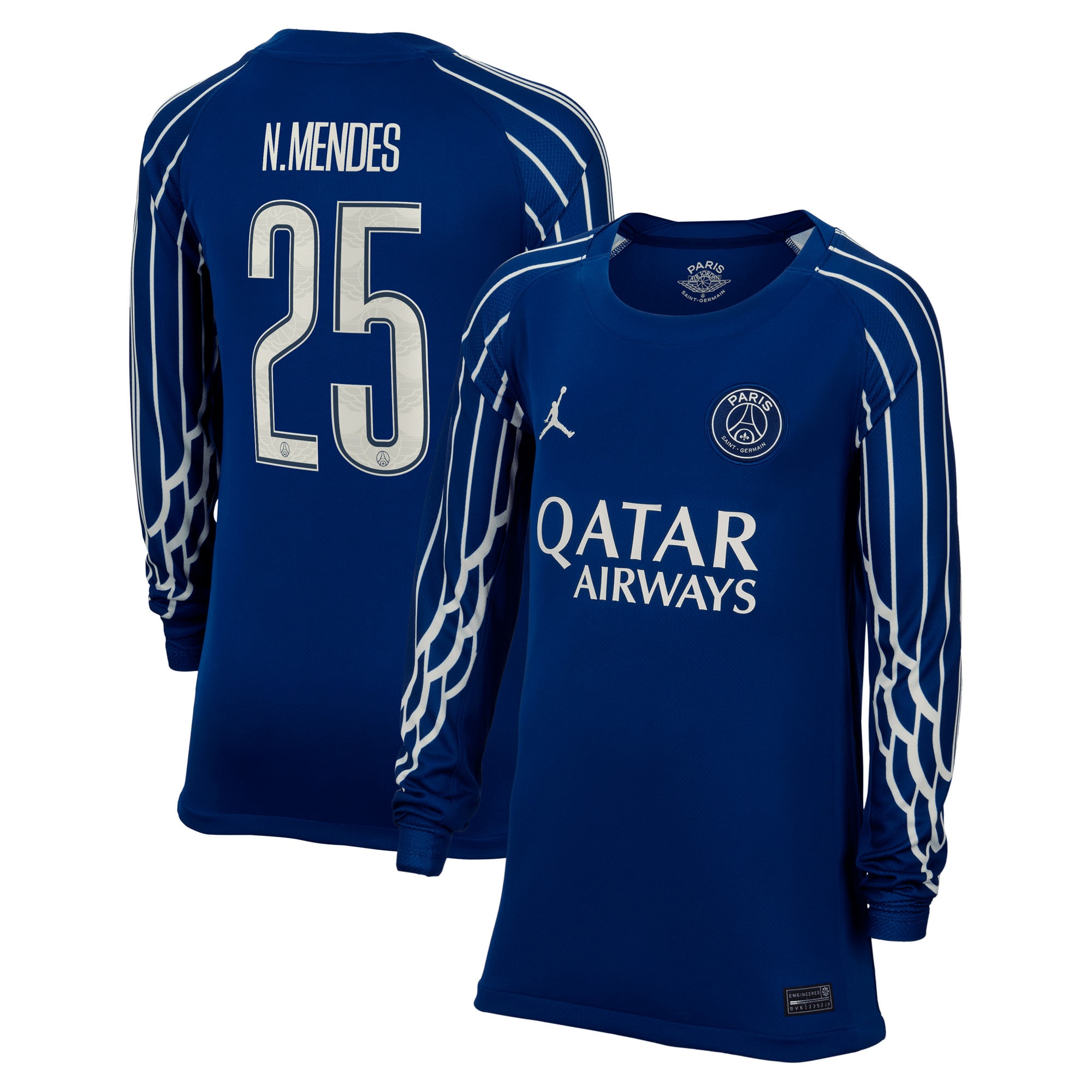 psg jordan fourth stadium shirt 2024-25 – long sleeve – kids with cup printing n.mendes 25 Kits Collection | Shop PSG Gear