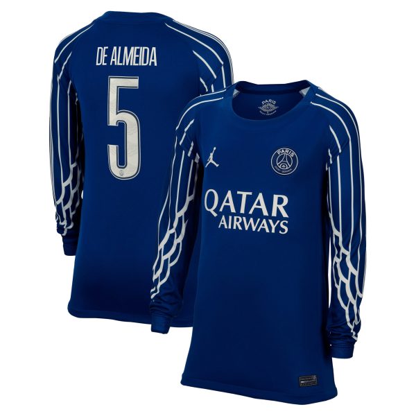 psg jordan fourth stadium shirt 2024-25 – long sleeve – kids with de almeida 5 printing Kits Collection | Shop PSG Gear
