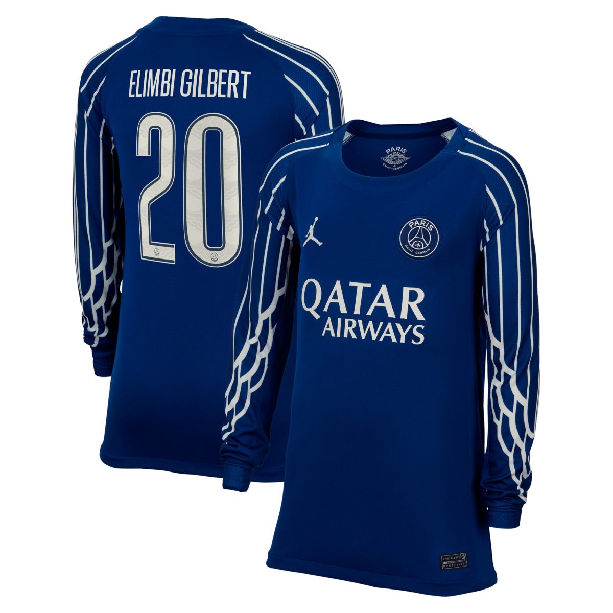 psg jordan fourth stadium shirt 2024-25 – long sleeve – kids with elimbi gilbert 20 printing Kits Collection | Shop PSG Gear