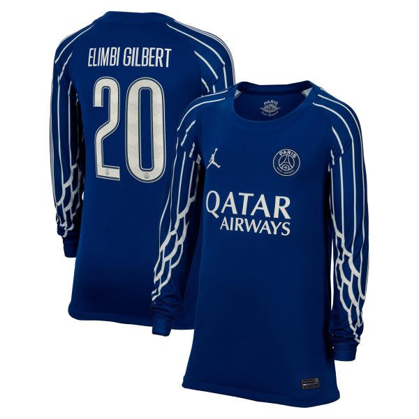 psg jordan fourth stadium shirt 2024-25 – long sleeve – kids with elimbi gilbert 20 printing Kits Collection | Shop PSG Gear