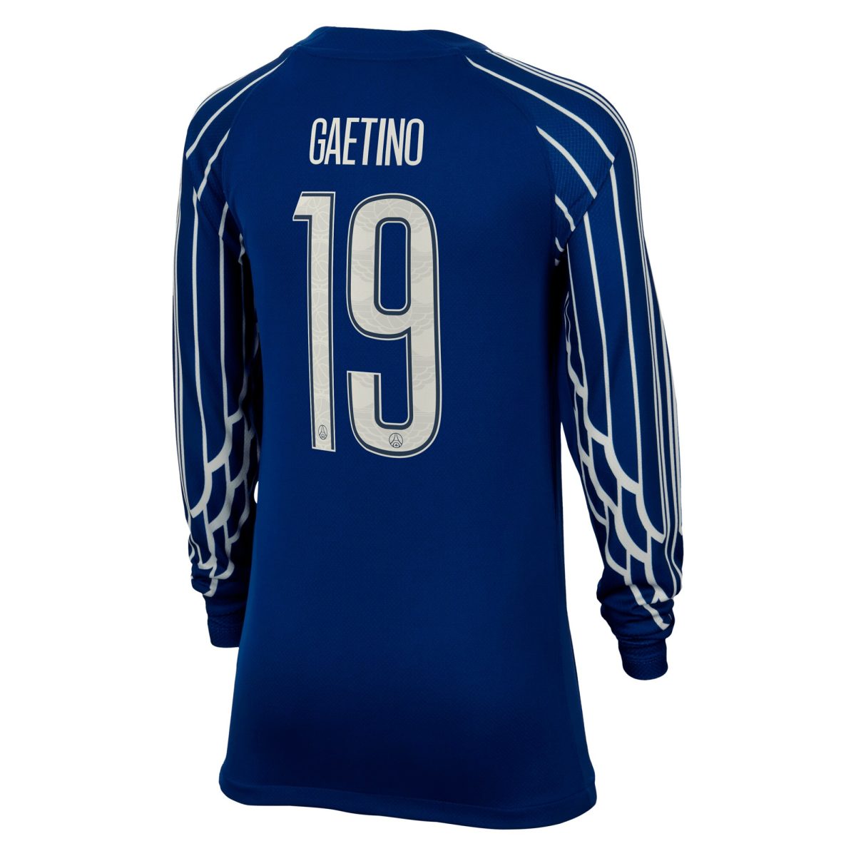 psg jordan fourth stadium shirt 2024-25 – long sleeve – kids with gaetino 19 printing Kits Collection | Shop PSG Gear