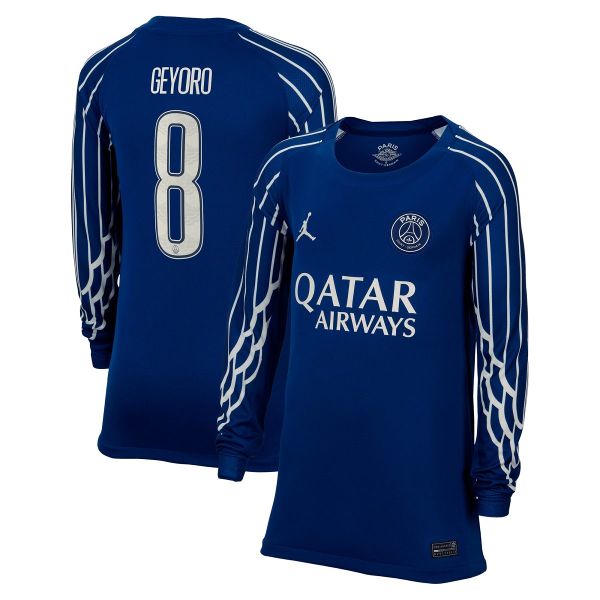 psg jordan fourth stadium shirt 2024-25 – long sleeve – kids with geyoro 8 printing Kits Collection | Shop PSG Gear