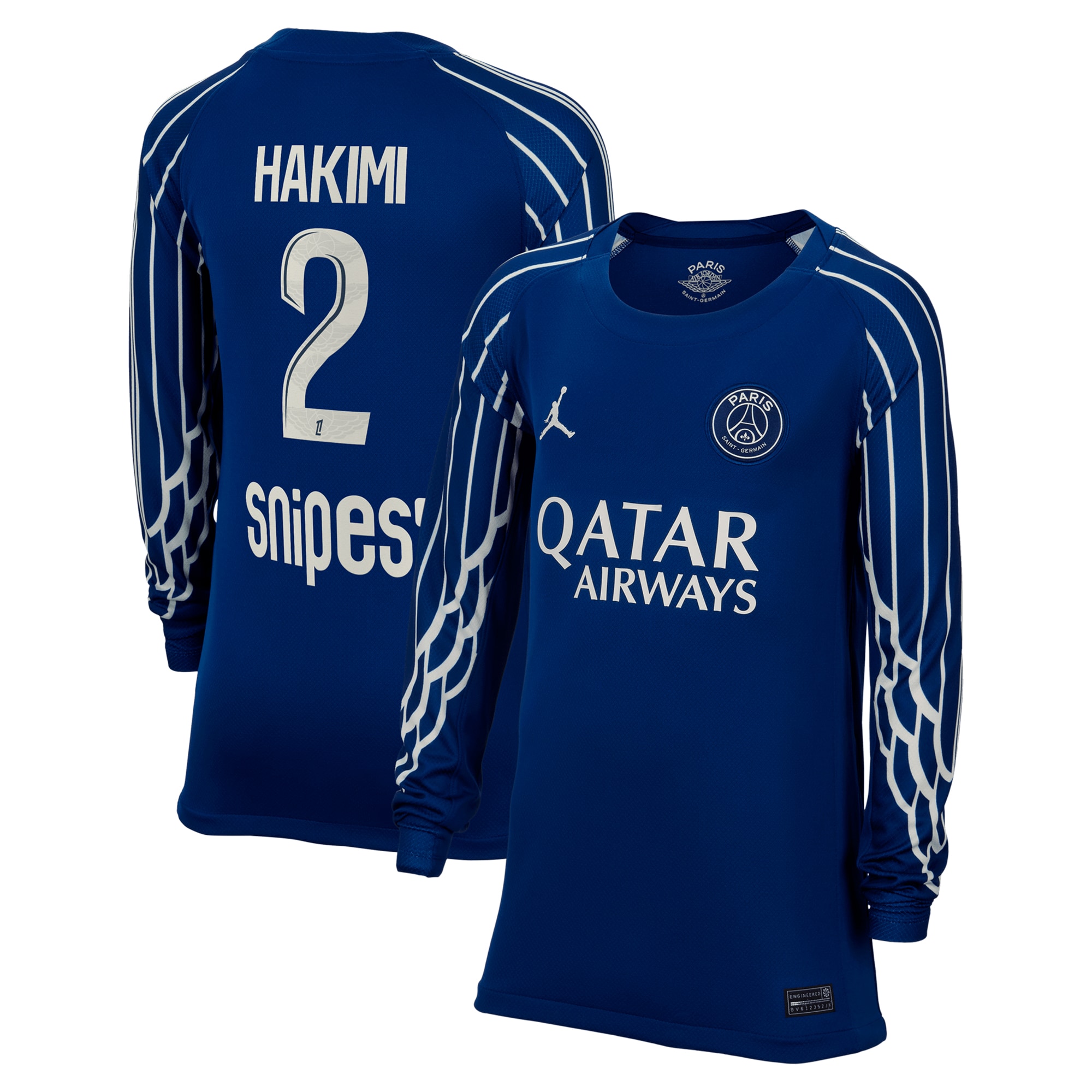 psg jordan fourth stadium shirt 2024-25 – long sleeve – kids with hakimi 2 printing Kits Collection | Shop PSG Gear