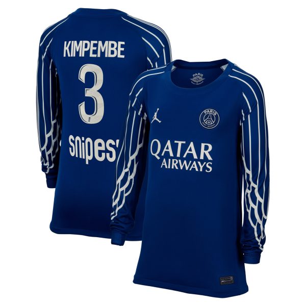 psg jordan fourth stadium shirt 2024-25 – long sleeve – kids with kimpembe 3 printing Kits Collection | Shop PSG Gear