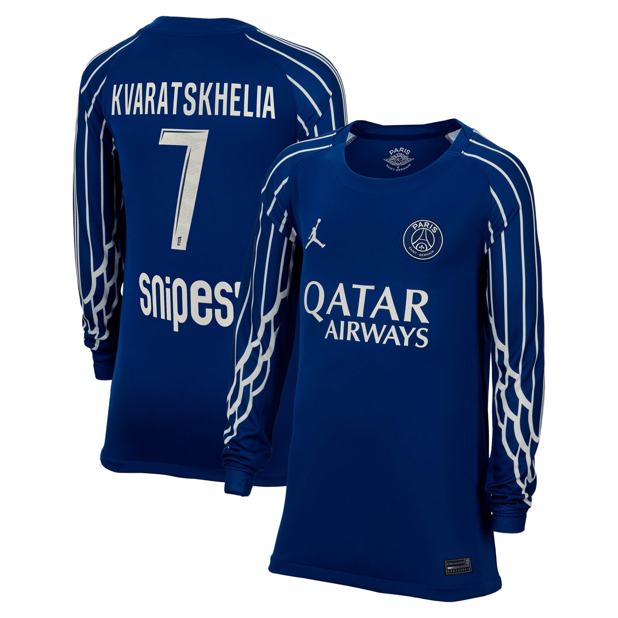 psg jordan fourth stadium shirt 2024-25 – long sleeve – kids with kvaratskhelia 7 printing Kits Collection | Shop PSG Gear
