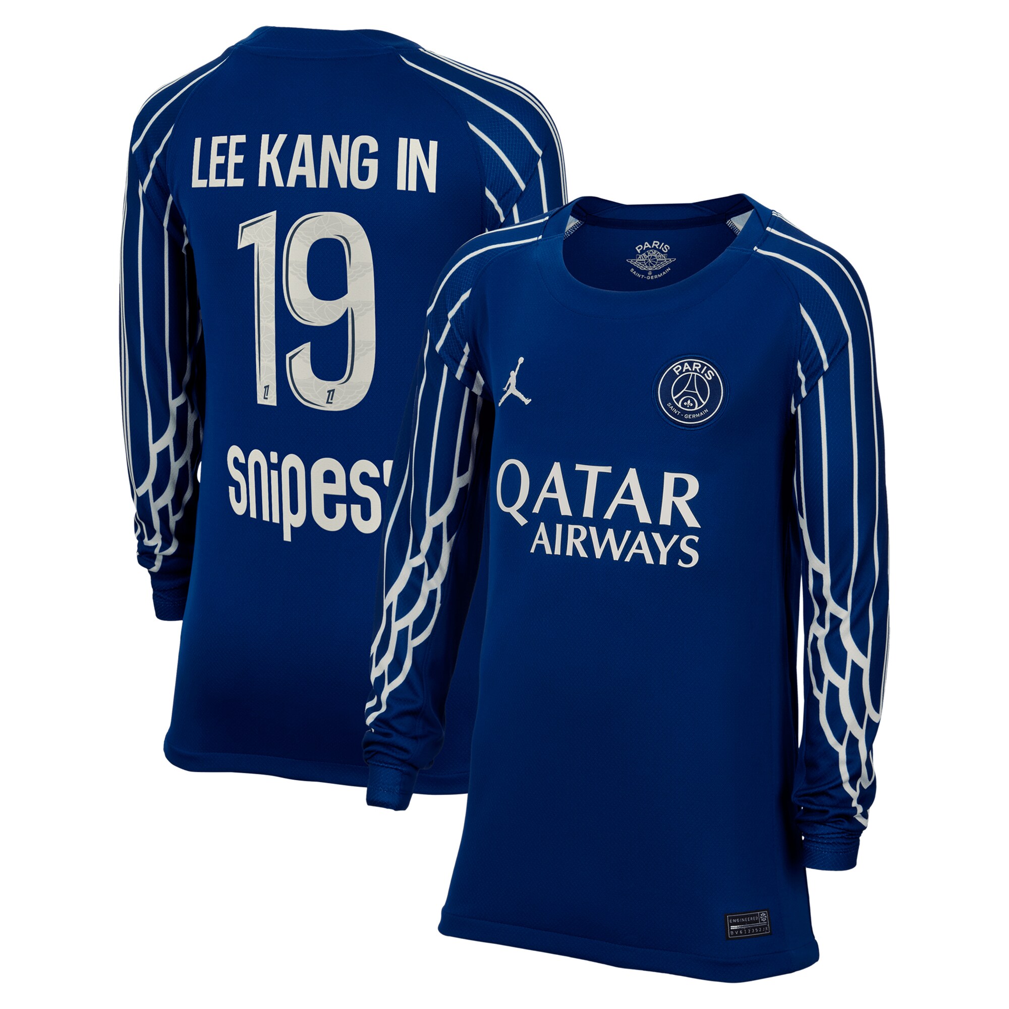 psg jordan fourth stadium shirt 2024-25 – long sleeve – kids with lee kang in 19 printing Kits Collection | Shop PSG Gear