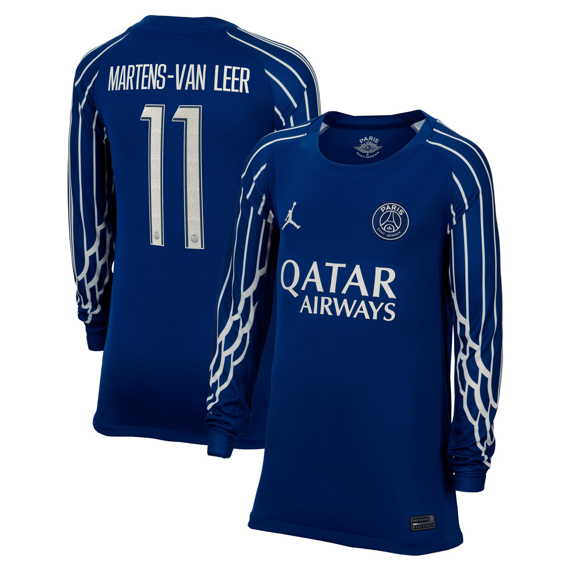 psg jordan fourth stadium shirt 2024-25 – long sleeve – kids with martens-van leer 11 printing Kits Collection | Shop PSG Gear