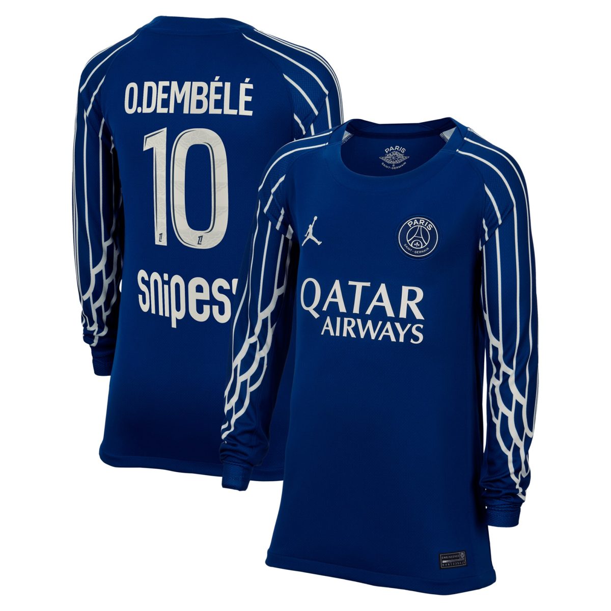 psg jordan fourth stadium shirt 2024-25 – long sleeve – kids with o.dembele 10 printing Kits Collection | Shop PSG Gear