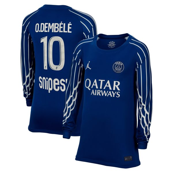 psg jordan fourth stadium shirt 2024-25 – long sleeve – kids with o.dembele 10 printing Kits Collection | Shop PSG Gear