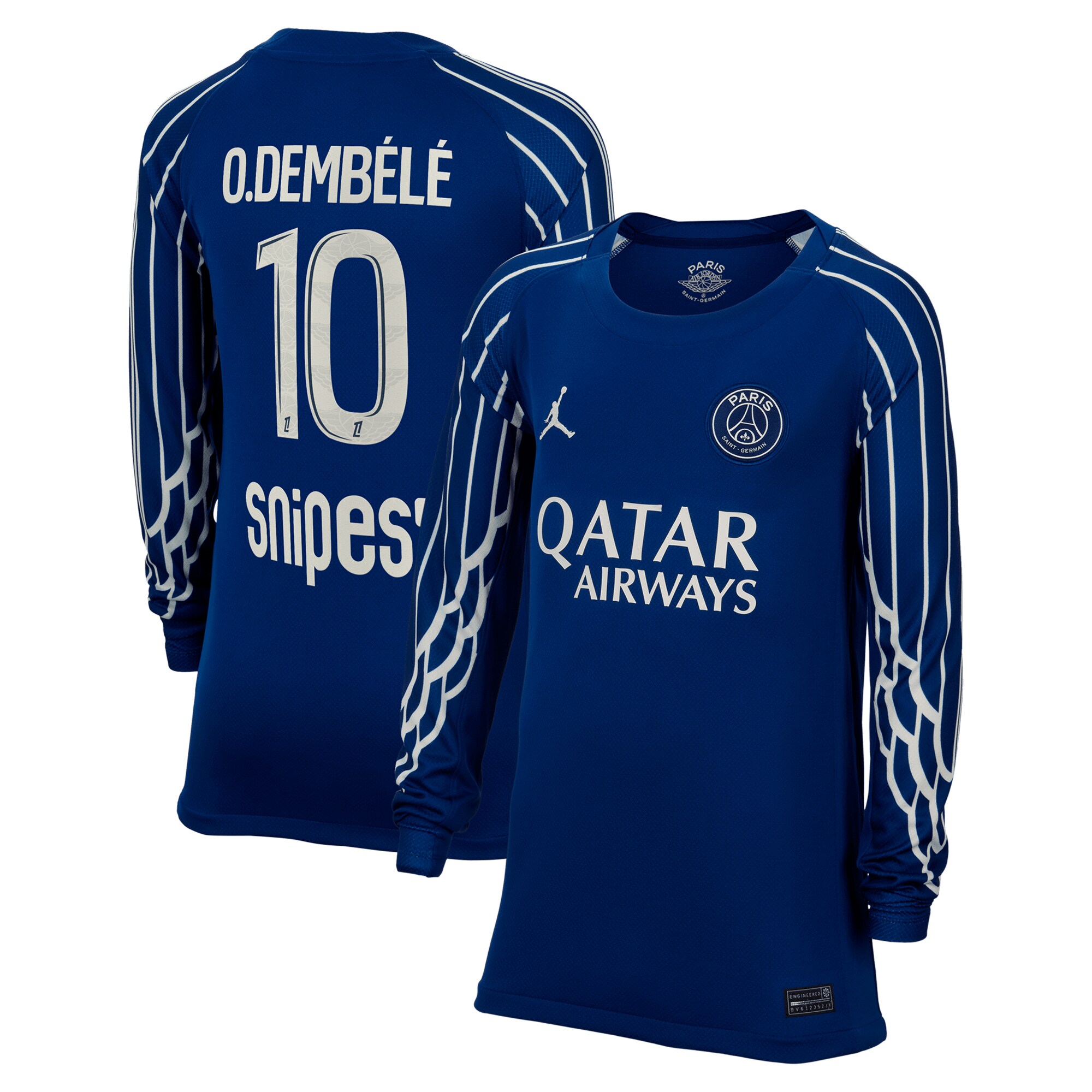 psg jordan fourth stadium shirt 2024-25 – long sleeve – kids with o.dembele 10 printing Kits Collection | Shop PSG Gear