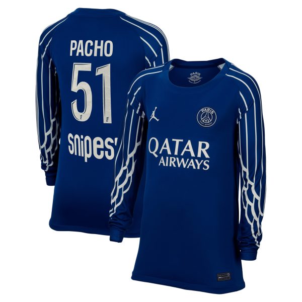 psg jordan fourth stadium shirt 2024-25 – long sleeve – kids with pacho 51 printing Kits Collection | Shop PSG Gear