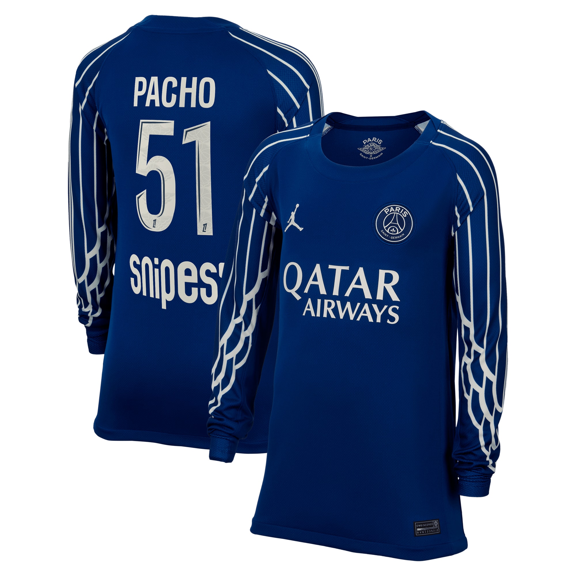 psg jordan fourth stadium shirt 2024-25 – long sleeve – kids with pacho 51 printing Kits Collection | Shop PSG Gear