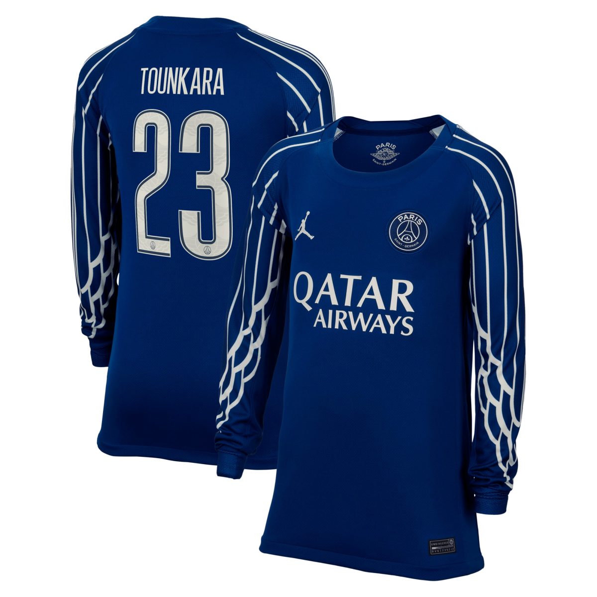 psg jordan fourth stadium shirt 2024-25 – long sleeve – kids with tounkara 23 printing Kits Collection | Shop PSG Gear