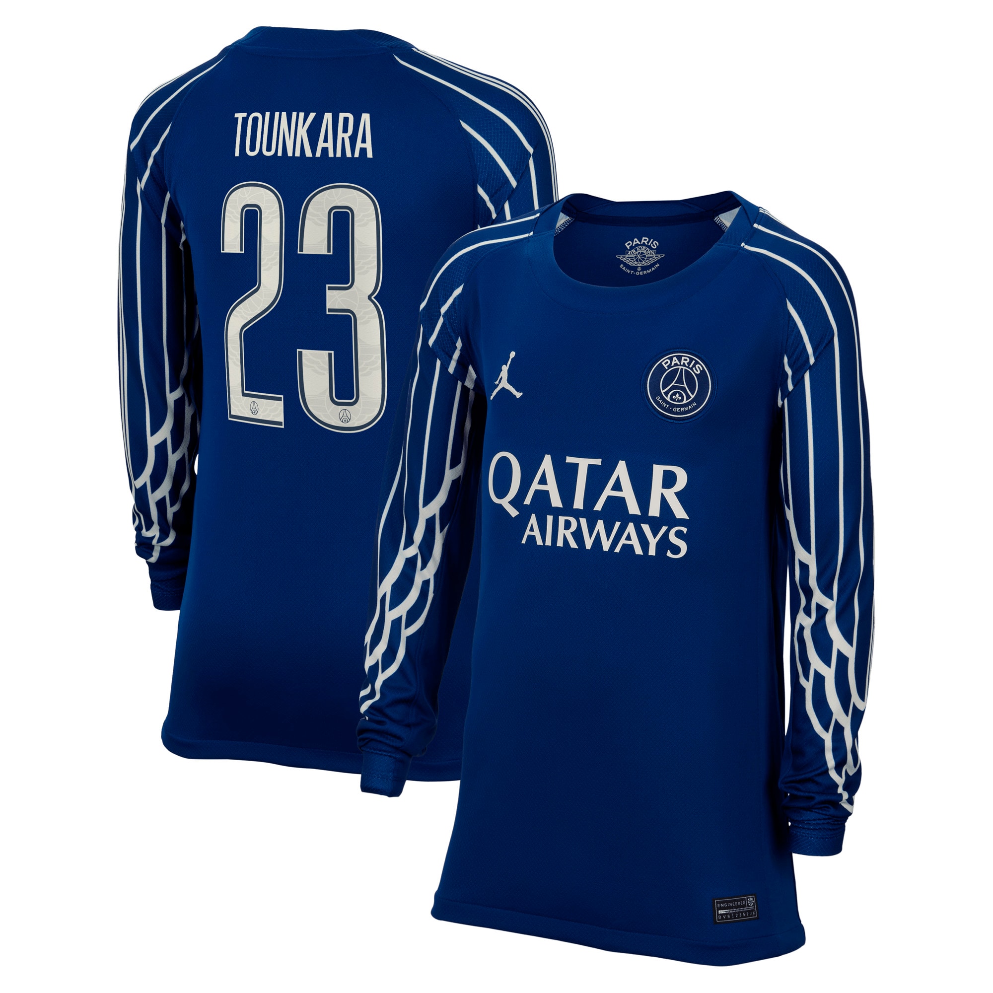 psg jordan fourth stadium shirt 2024-25 – long sleeve – kids with tounkara 23 printing Kits Collection | Shop PSG Gear