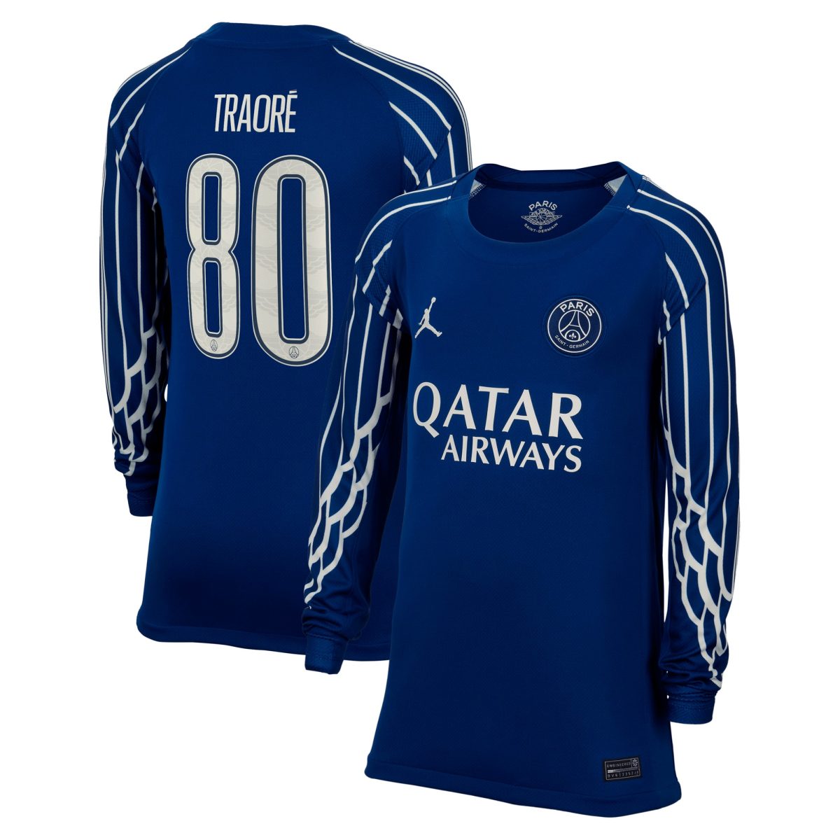 psg jordan fourth stadium shirt 2024-25 – long sleeve – kids with traore 80 printing Kits Collection | Shop PSG Gear