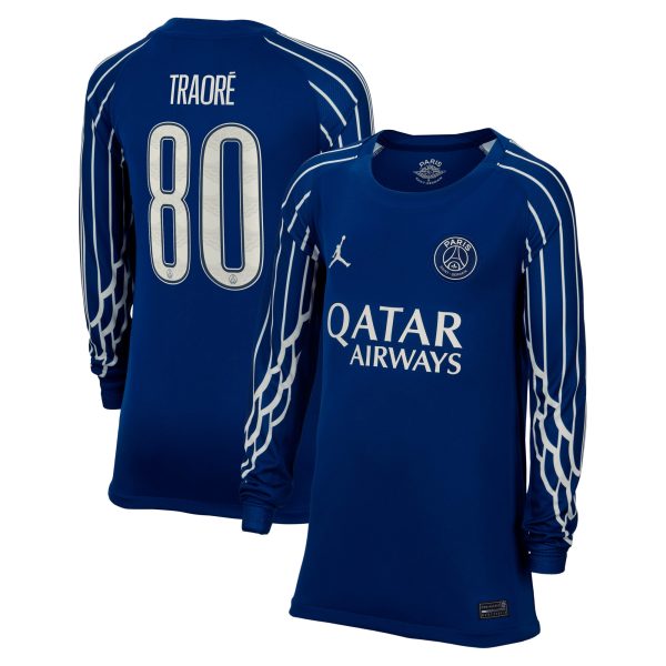 psg jordan fourth stadium shirt 2024-25 – long sleeve – kids with traore 80 printing Kits Collection | Shop PSG Gear